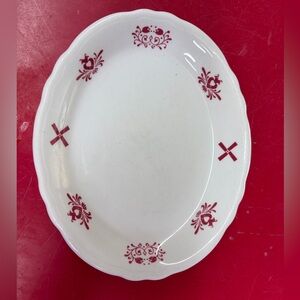 Homer Laughlin White and Red Ornate Plate